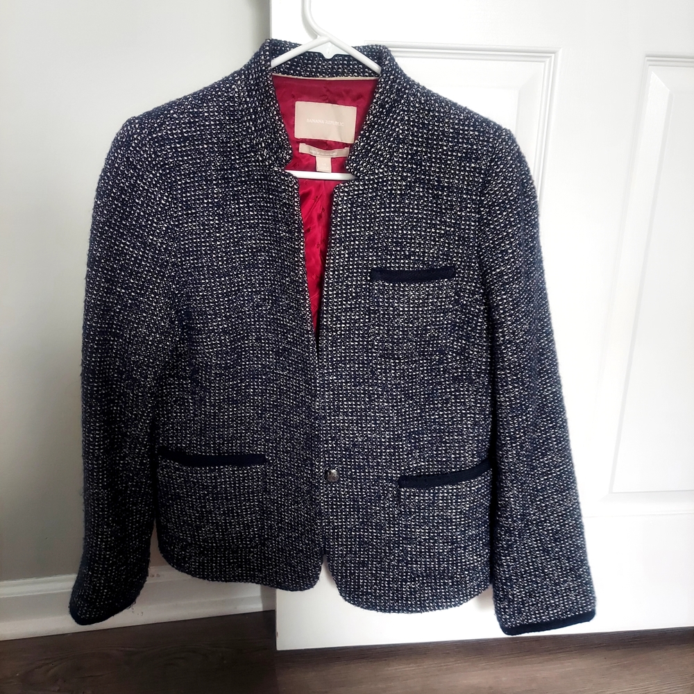 Vintage Dark Blue Tweed Jacket